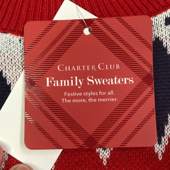 CHARTER CLUB Mens Red Patterned Crew Neck Cotton Blend Pullover Sweater … - Picture 7 of 9